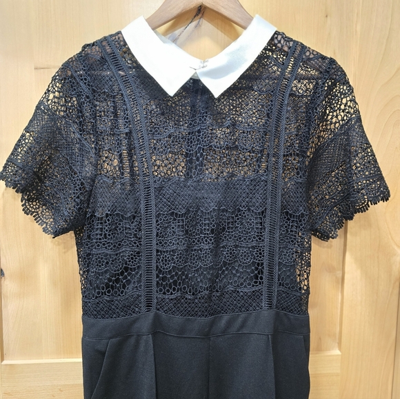 Black Lace Peekaboo Culotte Crop Jumpsuit NWT Venus Sz 16 - Picture 11 of 16